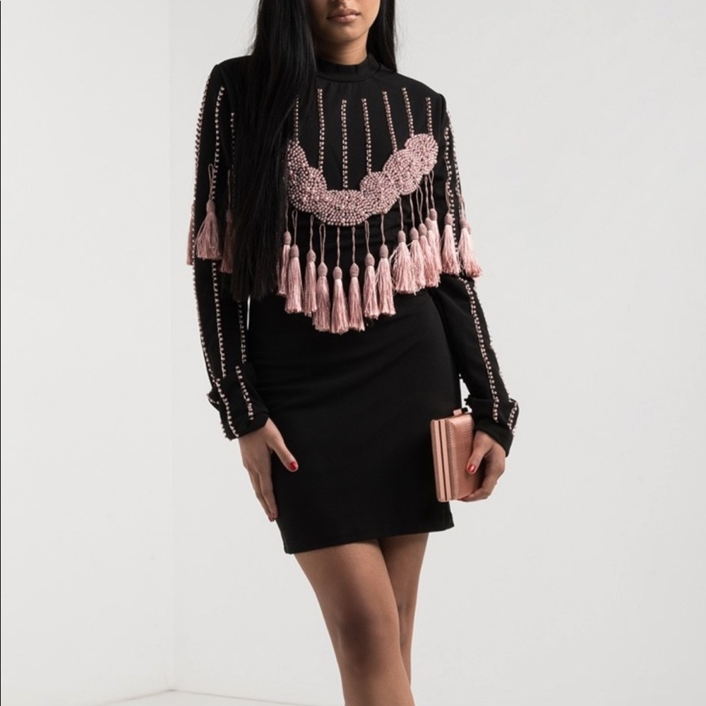 BEADED TASSEL BODYCON MINI DRESS - Picture 9 of 9